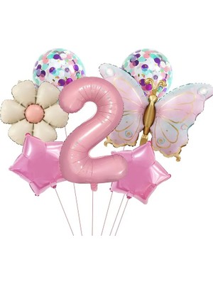 Düvenci Ticaret Makaron Kelebek Papatya Folyo Balonlu Yaş Parti Seti