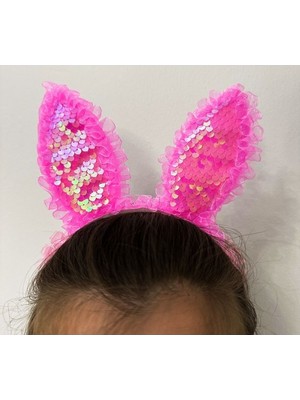 Xnews Fuşya Dantelli Işıklı Tavşan Kulak Taç