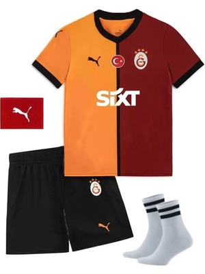 Yenteks Galatasaray Sarı-Kırmızı Parçalı Yeni Sezon  Çocuk Forma Seti 4 Parça Forma+Şort+Çorap+Bileklik