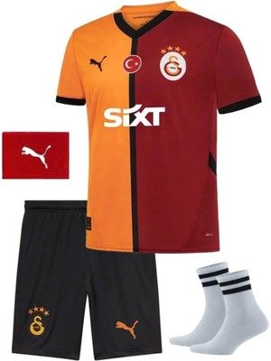 Yenteks Galatasaray Sarı-Kırmızı Parçalı Yeni Sezon  Çocuk Forma Seti 4 Parça Forma+Şort+Çorap+Bileklik