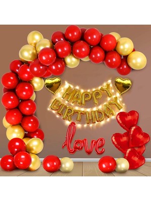 LED Işıklı Happy Bırthday Parti Balon Set