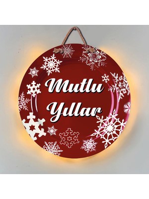 Bebeloya LED Işıklı Yılbaşı Kapı Süsü Mutlu Yıllar Ahşap Hediyelik