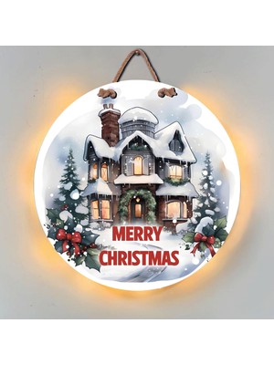 Bebeloya Led Işıklı Yılbaşı Kapı Süsü Merry Christmas Ahşap