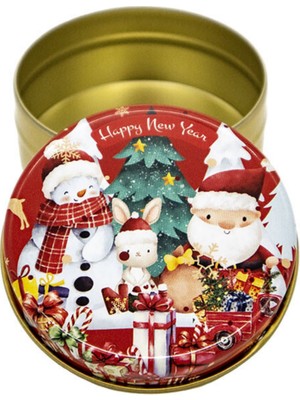 Yılbaşı Metal Kutu Kırmızı Noel Baba Tavşan 7 cm 5li Yılbaşı Mum Kavanozu Mum Kalıbı Hediye Kutusu