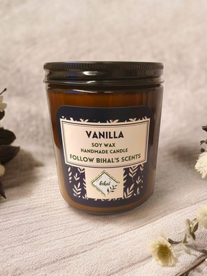 Bihal Soya Wax Mum Vanilya Kokulu Doğal Mum 250ML