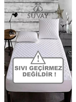 Suvay Kapitone Fitted Yatak Koruyucu Alez 180 x 200 Çift Kişilik Battal Boy Beyaz Renkli Yatak Alezi - Sıvı Geçirmez Değildir!