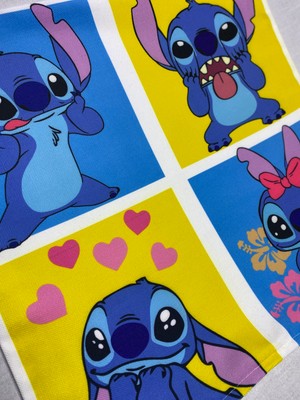 Stitch Desenli Sevimli Dekoratif Dijital Baskılı Kırlent Kılıfı ve Yastık