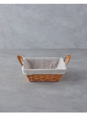 English Home Pastoral Plastik Rattan Ekmek Sepeti 30x23x11,5 Cm Bej