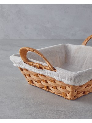 English Home Pastoral Plastik Rattan Ekmek Sepeti 30x23x11,5 Cm Bej