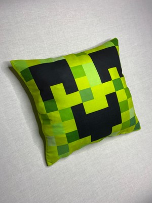 Yaya Design Co Minecraft Creeper Desenli Dijital Baskılı Kırlent Kılıfı ve Yastık