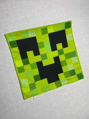 Yaya Design Co Minecraft Creeper Desenli Dijital Baskılı Kırlent Kılıfı ve Yastık