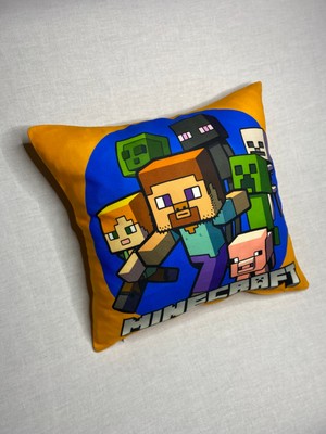 Yaya Design Co Minecraft Desenli Dijital Baskılı Kırlent Kılıfı ve Yastık