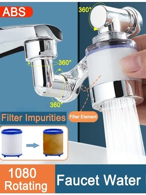 FAWER Faucet & Shower Fawer Arıtmalı 1080 Derece Dönebilen Evrensel Perlatör Musluk Ucu Filtre Musluk Başlığı