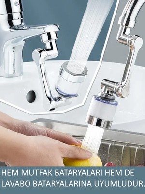 FAWER Faucet & Shower Fawer Arıtmalı 1080 Derece Dönebilen Evrensel Perlatör Musluk Ucu Filtre Musluk Başlığı