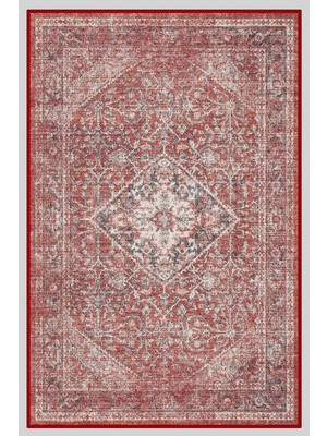 Barel Storm Vintage Desenli Halı, Pamuk Dokuma Pamuklu Taban Dekoratif Halı Kilim 83