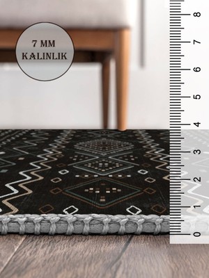 Barel Storm Vintage Desenli Halı, Pamuk Dokuma Pamuklu Taban Dekoratif Halı Kilim 49