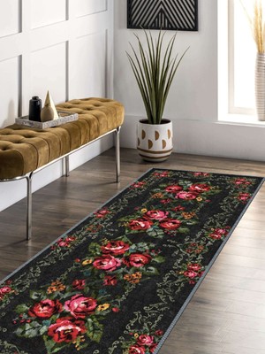 Barel Storm Vintage Desenli Halı, Pamuk Dokuma Pamuklu Taban Dekoratif Halı Kilim 15