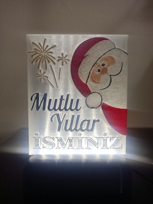 3d Dönüşüm Atölyesi Yılbaşı Hediyesi Isme Özel Dekoratif Led Lamba M3 - Noel Baba - Kablolu Adaptörlü - Beyaz Işıklı