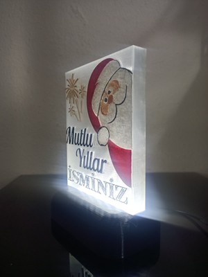 3d Dönüşüm Atölyesi Yılbaşı Hediyesi Isme Özel Dekoratif Led Lamba M3 - Noel Baba - Kablolu Adaptörlü - Beyaz Işıklı