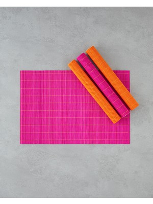 Grove Bambu 4'lü Amerikan Servis 30X45 cm Pembe - Turuncu