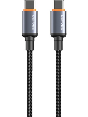 Lenyes LC528 Type-C To Type-C Hızlı Şarj Özellikli Örgülü Data ve Şarj Kablosu 60W 1m Siyah