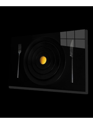 Marsilyan Teknoo- Siyah Mutfak Tabak Yumurta Cam Tablo