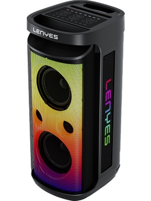 Lenyes Rgb Işık Bluetooth Hoparlör Lenyes S882 Su Geçirmez Mikrofonlu Çoklu Giriş Tws Karaoke Fm V5.3 Siyah