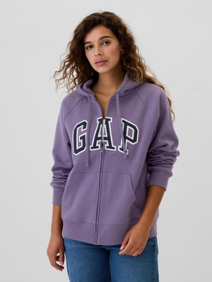 Gap Kadın Mor  Logo Fleece Fermuarlı Sweatshirt