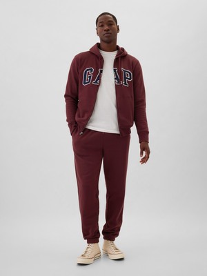 Gap Erkek Bordo  Logo Fermuarlı Fleece Sweatshirt