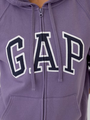 Gap Kadın Mor  Logo Fleece Fermuarlı Sweatshirt