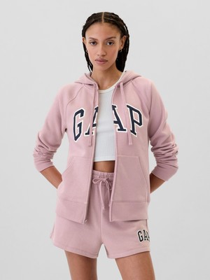 Gap Kadın Pembe  Logo Fleece Fermuarlı Sweatshirt