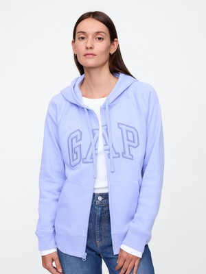 Gap Kadın Açık Mavi  Logo Fleece Fermuarlı Sweatshirt