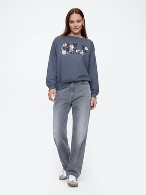 Gap Kadın Gri  Logo Bisiklet Yaka Fleece Sweatshirt