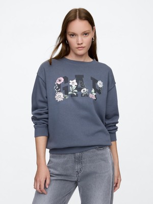 Gap Kadın Gri  Logo Bisiklet Yaka Fleece Sweatshirt