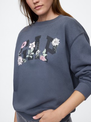 Gap Kadın Gri  Logo Bisiklet Yaka Fleece Sweatshirt