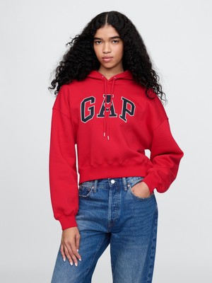 Gap Kadın Kırmızı Vintage Soft Crop Sweatshirt