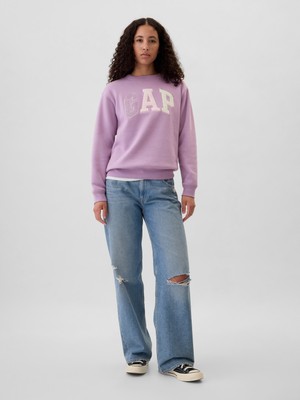 Gap Kadın Mor  Logo Bisiklet Yaka Fleece Sweatshirt