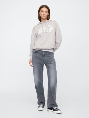 Gap Kadın Gri  Logo Fleece Sweatshirt