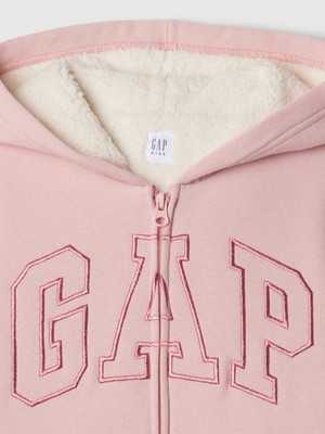 Gap Kız Çocuk Pembe  Logo Fermuarlı Sherpa Sweatshirt