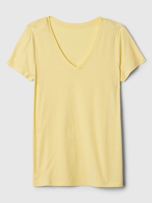 Gap Kadın Sarı Favorite V Yaka T-Shirt