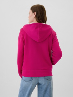 Gap Kadın Pembe  Logo Relaxed Sherpa Fermuarlı Sweatshirt