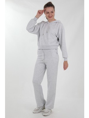 Kapşonlu-Ispanyol Paça Kadın Eşofman Takımı