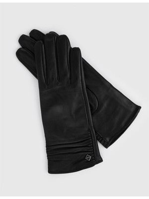 İLVİ Grethe Kadın Hakiki Deri Eldiven Siyah