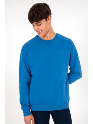U.S. Polo Assn. Erkek Bisiklet Yaka Kobalt Basic Şardonlu Sweatshirt 50295148-VR077