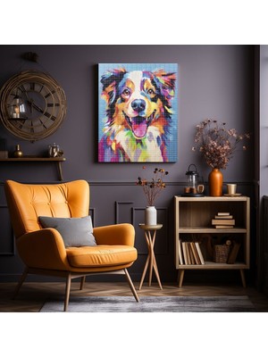 Parlak Köpek | Elmas Mozaik Boyama Tablo 40X50 cm Boncuk Tuval Seti Tuvale Gerili Hobi Seti Lero Hobi