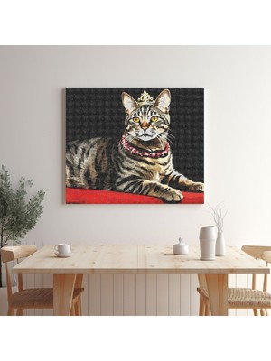 Prenses Kedi | Elmas Mozaik Boyama Tablo 40X50 cm Boncuk Tuval Seti Tuvale Gerili Hobi Seti Lero Hobi