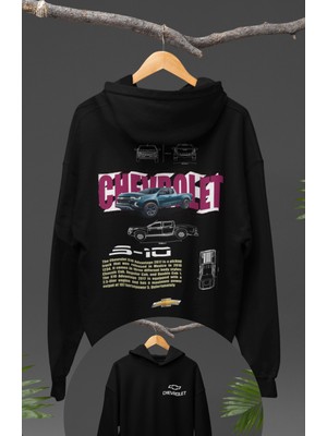 Fuddy Moda Oversize S-10 Sırt Baskılı Kapüşonlu Sweatshirt, Unisex Klasik Araba Temalı Hoodie