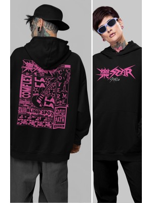 Fuddy Moda Unisex Rockstar Albüm Sırt Baskılı Kapüşonlu Sweatshirt, Oversize Stray Kids Baskılı Hoodie