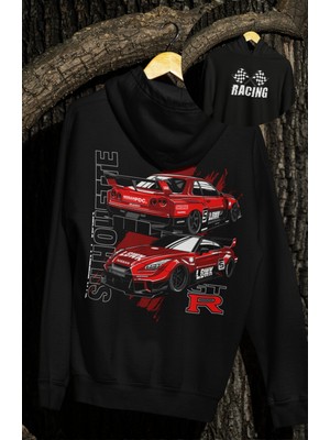 Fuddy Moda Oversize Gtr Liberty Walk Nis San Sırt Baskılı Kapüşonlu Sweatshirt, Unisex Araba Temalı Hoodie