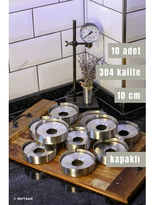 10'lu Paslanmaz Çelik Kapaklı Küllük Seti | 10 cm 304 Kalite Küllük | Restoran, Kafe ve Otel